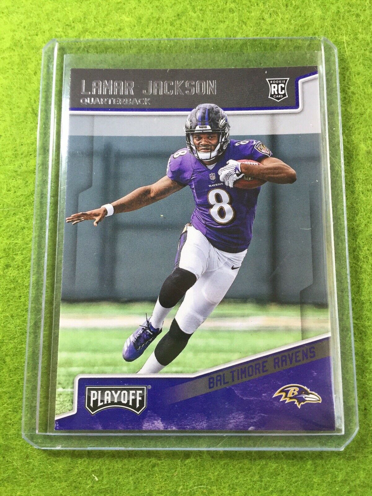 LAMAR JACKSON RC ROOKIE CARD JERSEY #8 RAVENS RC - 2018 Panini Playoff *TRUE RC*