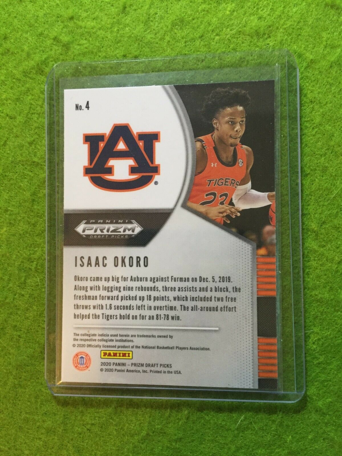 ISAAC OKORO PRIZM ROOKIE CARD JERSEY #23 AUBURN U RC CAVALIERS 2020 Panini Prizm