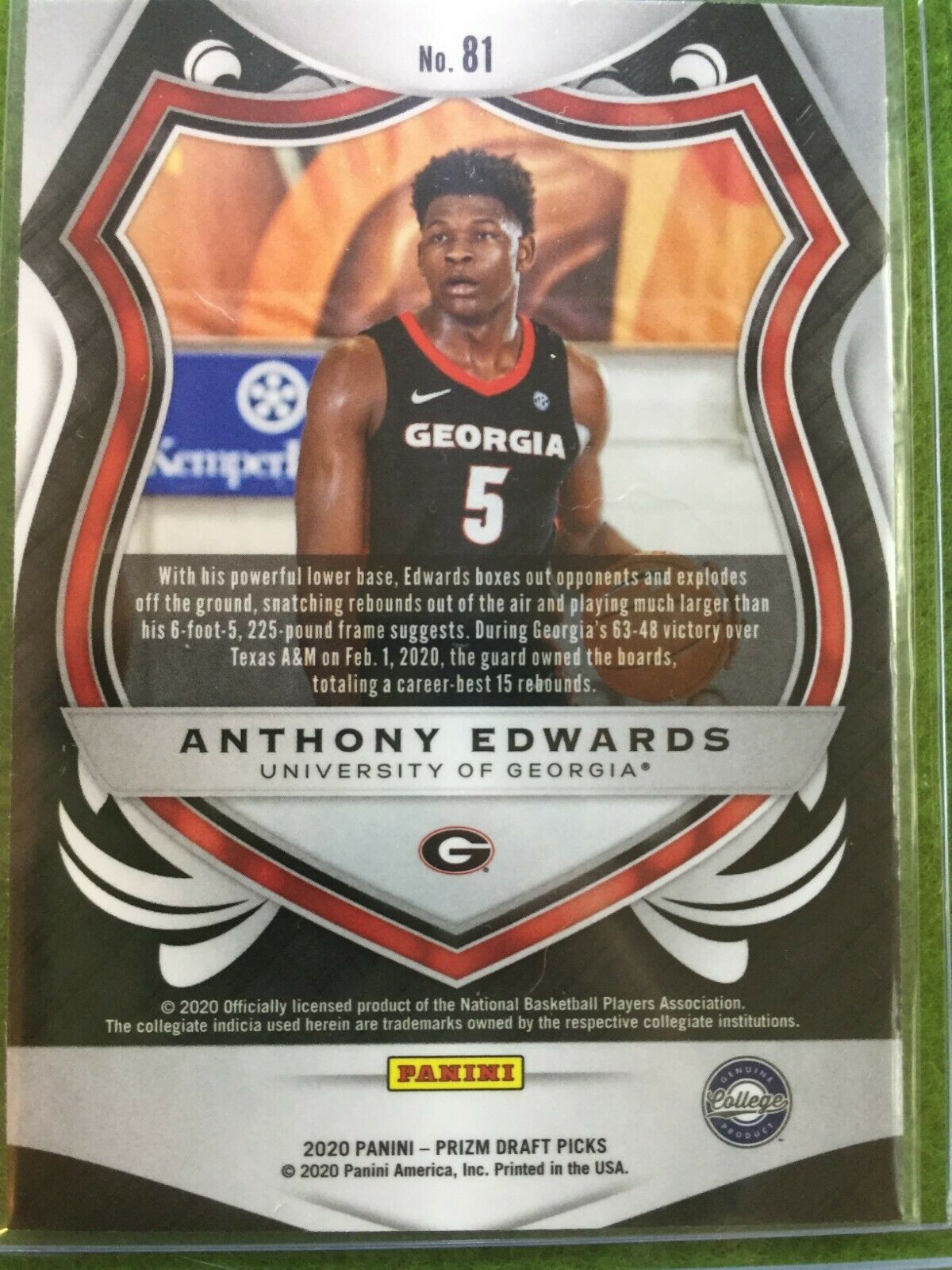 ANTHONY EDWARDS PRIZM CRUSADE ROOKIE CARD GEORGIA RC TIMBERWOLVES SP 2020 Panini
