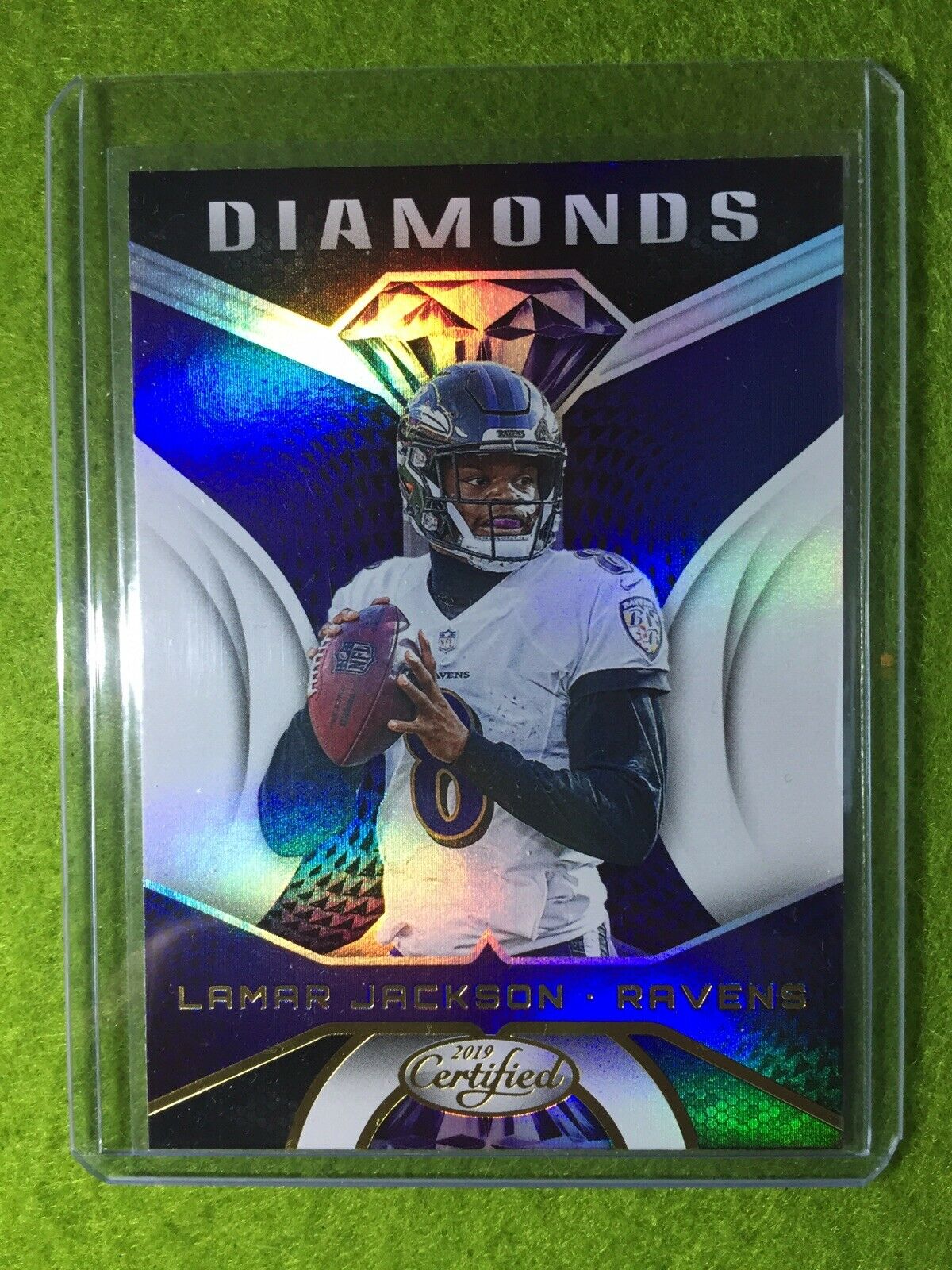 LAMAR JACKSON PRIZM REFRACTOR INSERT CARD JERSEY #8 RAVENS 2019 Panini Certified