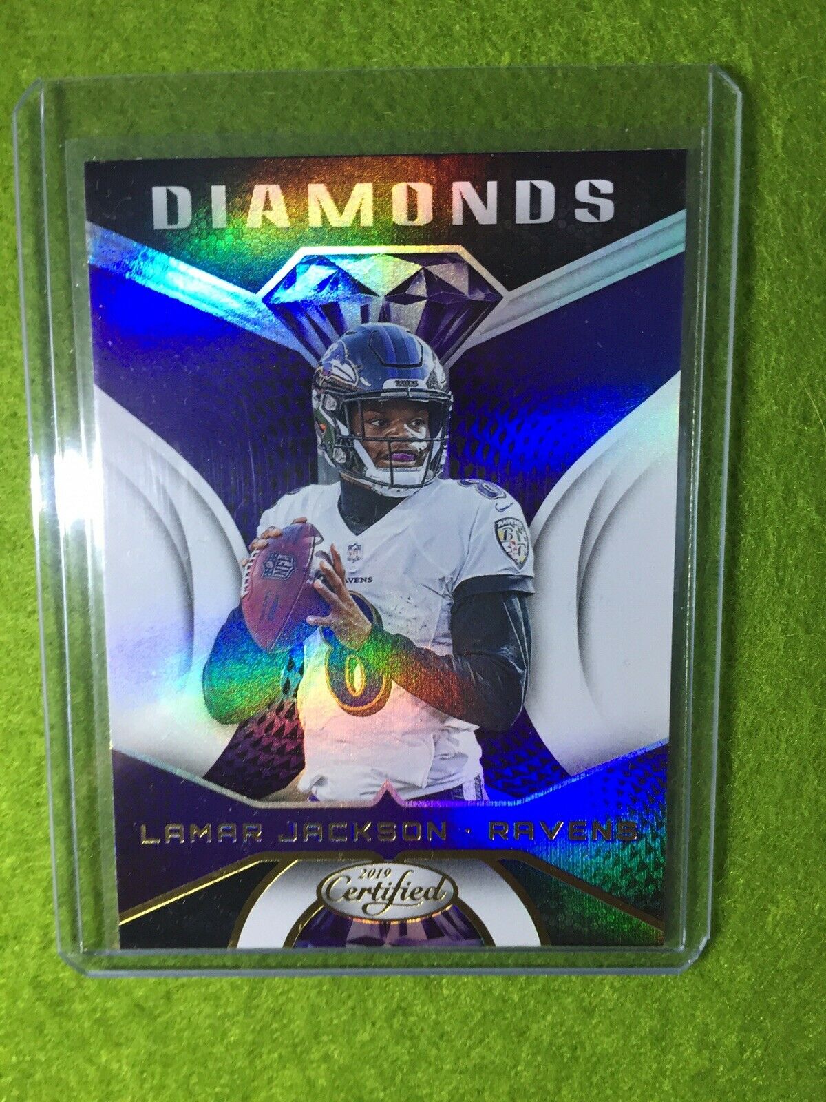 LAMAR JACKSON PRIZM REFRACTOR INSERT CARD JERSEY #8 RAVENS 2019 Panini Certified
