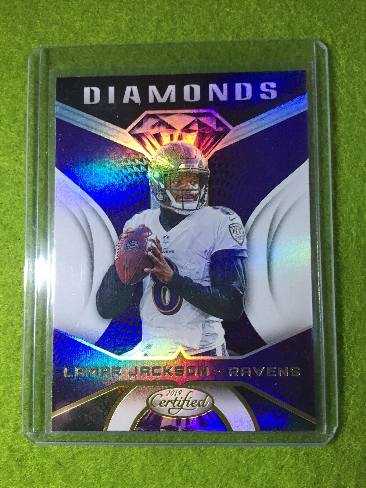 LAMAR JACKSON PRIZM REFRACTOR INSERT CARD JERSEY #8 RAVENS 2019 Panini Certified