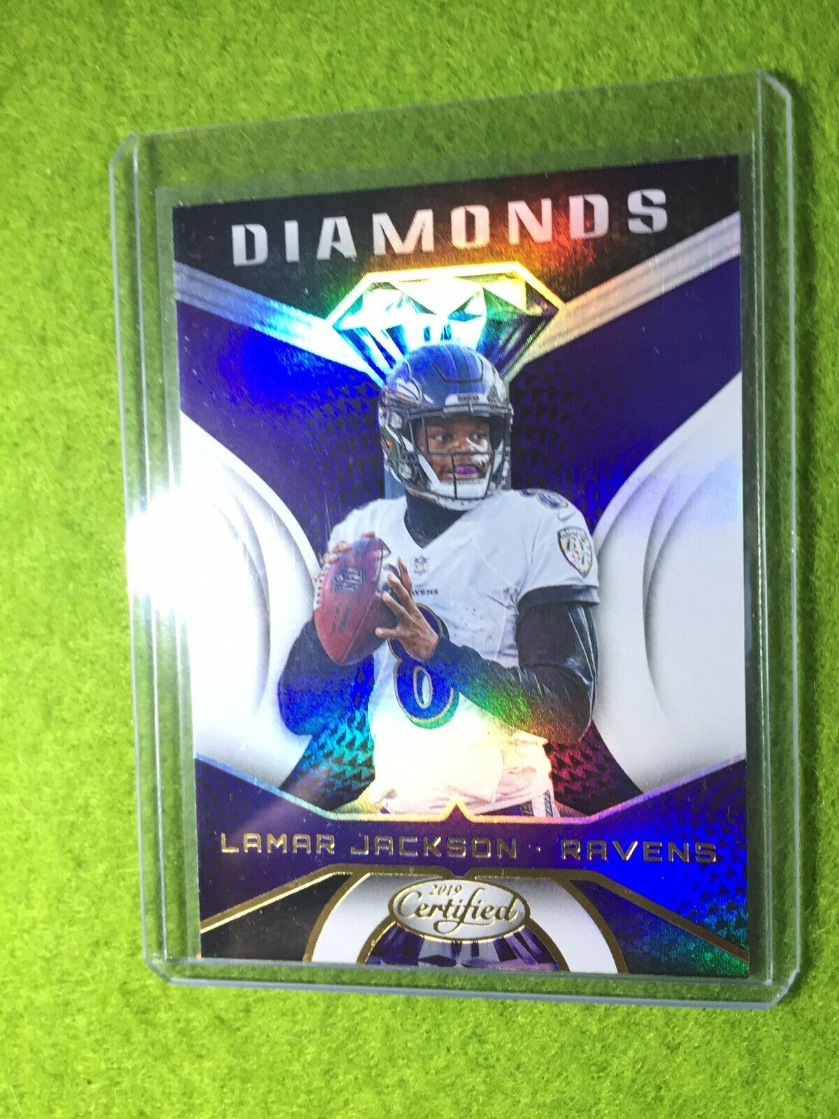 LAMAR JACKSON PRIZM REFRACTOR INSERT CARD JERSEY #8 RAVENS 2019 Panini Certified