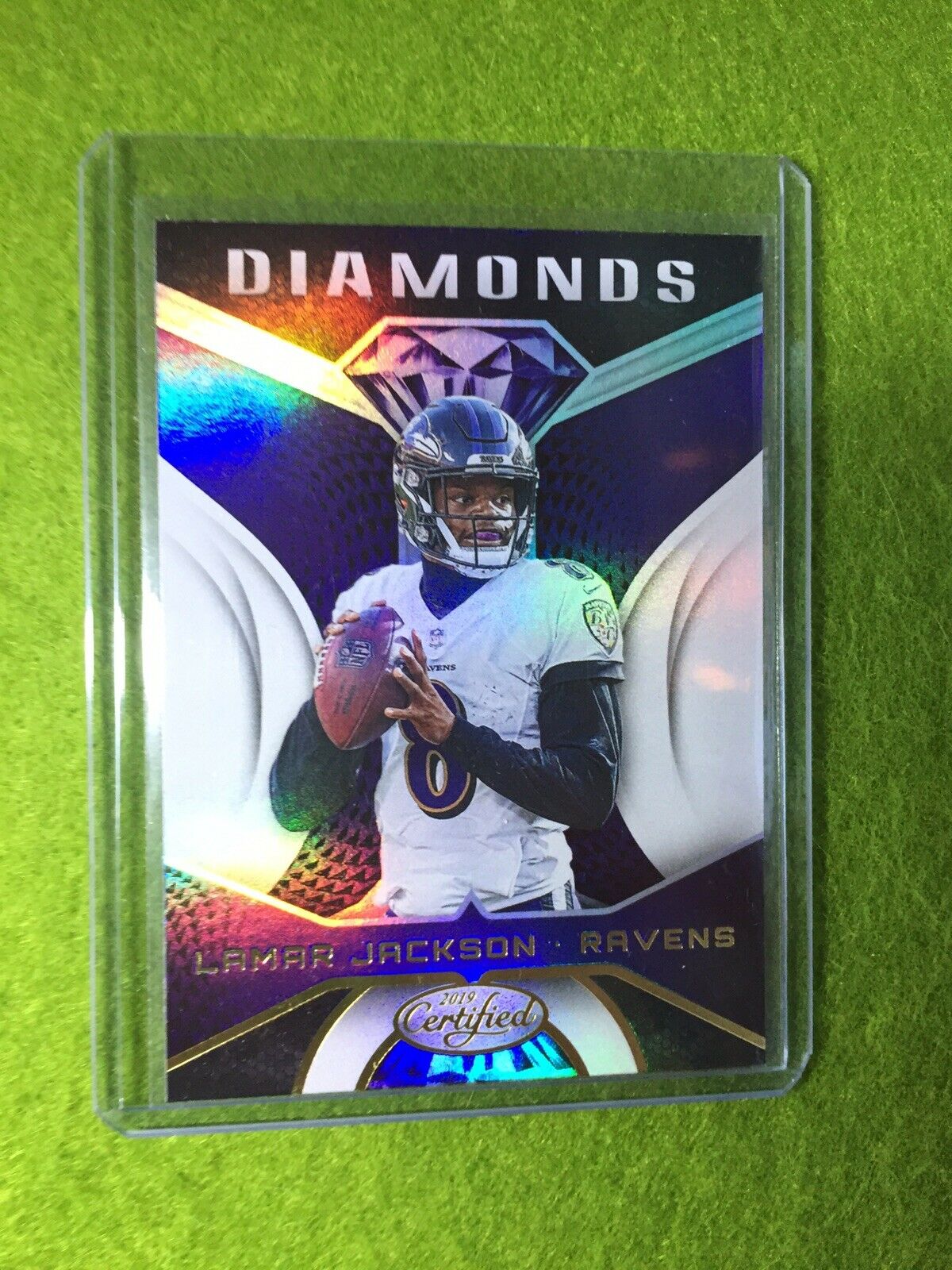 LAMAR JACKSON PRIZM REFRACTOR INSERT CARD JERSEY #8 RAVENS 2019 Panini Certified
