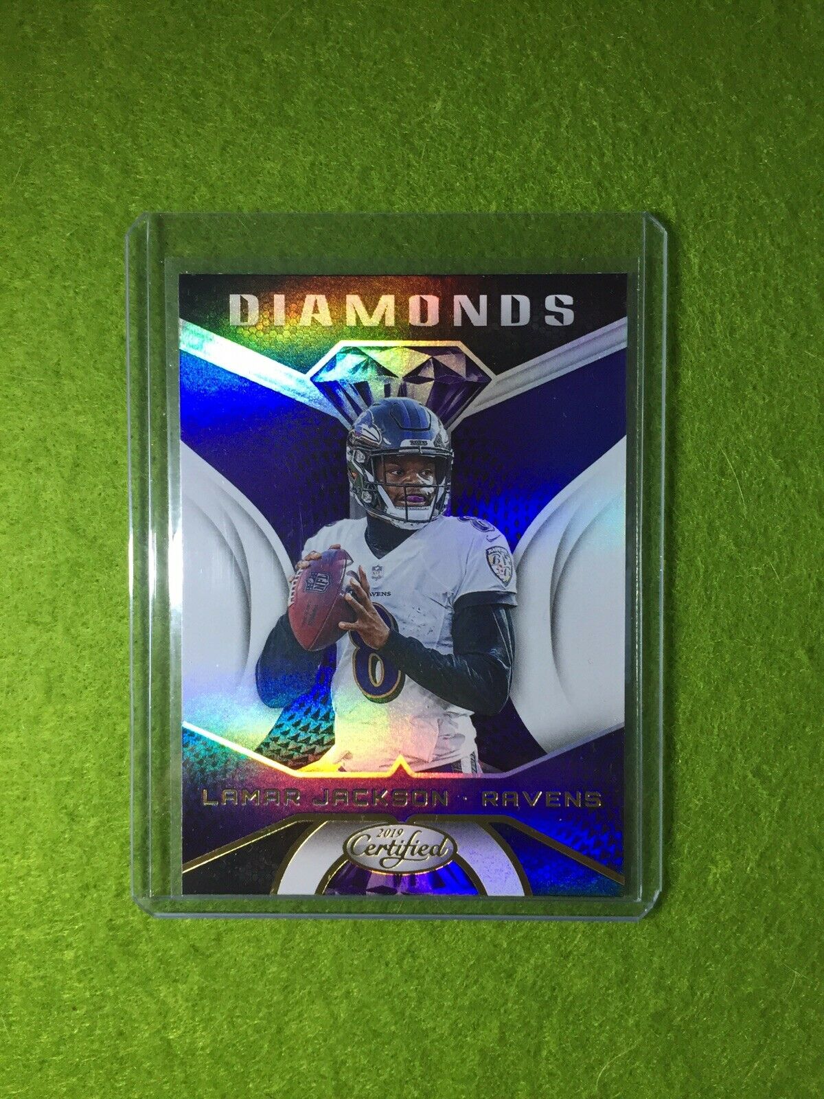 LAMAR JACKSON PRIZM REFRACTOR INSERT CARD JERSEY #8 RAVENS 2019 Panini Certified