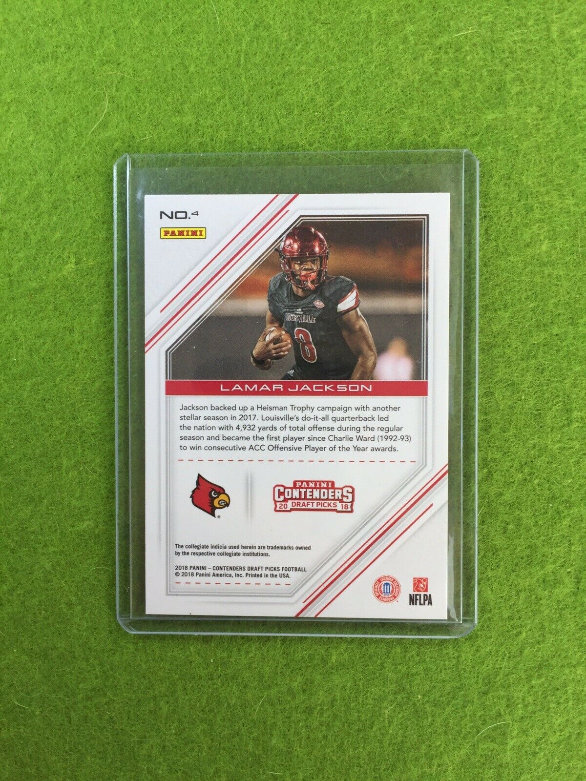 LAMAR JACKSON RC ROOKIE CARD JERSEY #8 LOUISVILLE 2018 Panini Contenders RAVENS