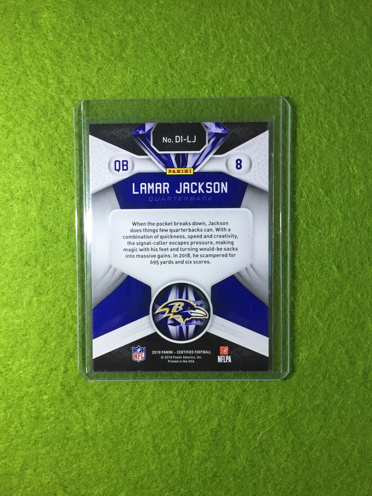 LAMAR JACKSON PRIZM REFRACTOR INSERT CARD JERSEY #8 RAVENS 2019 Panini Certified