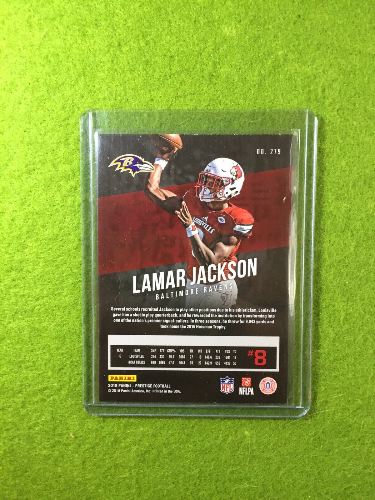 LAMAR JACKSON ROOKIE CARD JERSEY #8 LOUISVILLE RC RAVENS 2018 Panini Prestige rc