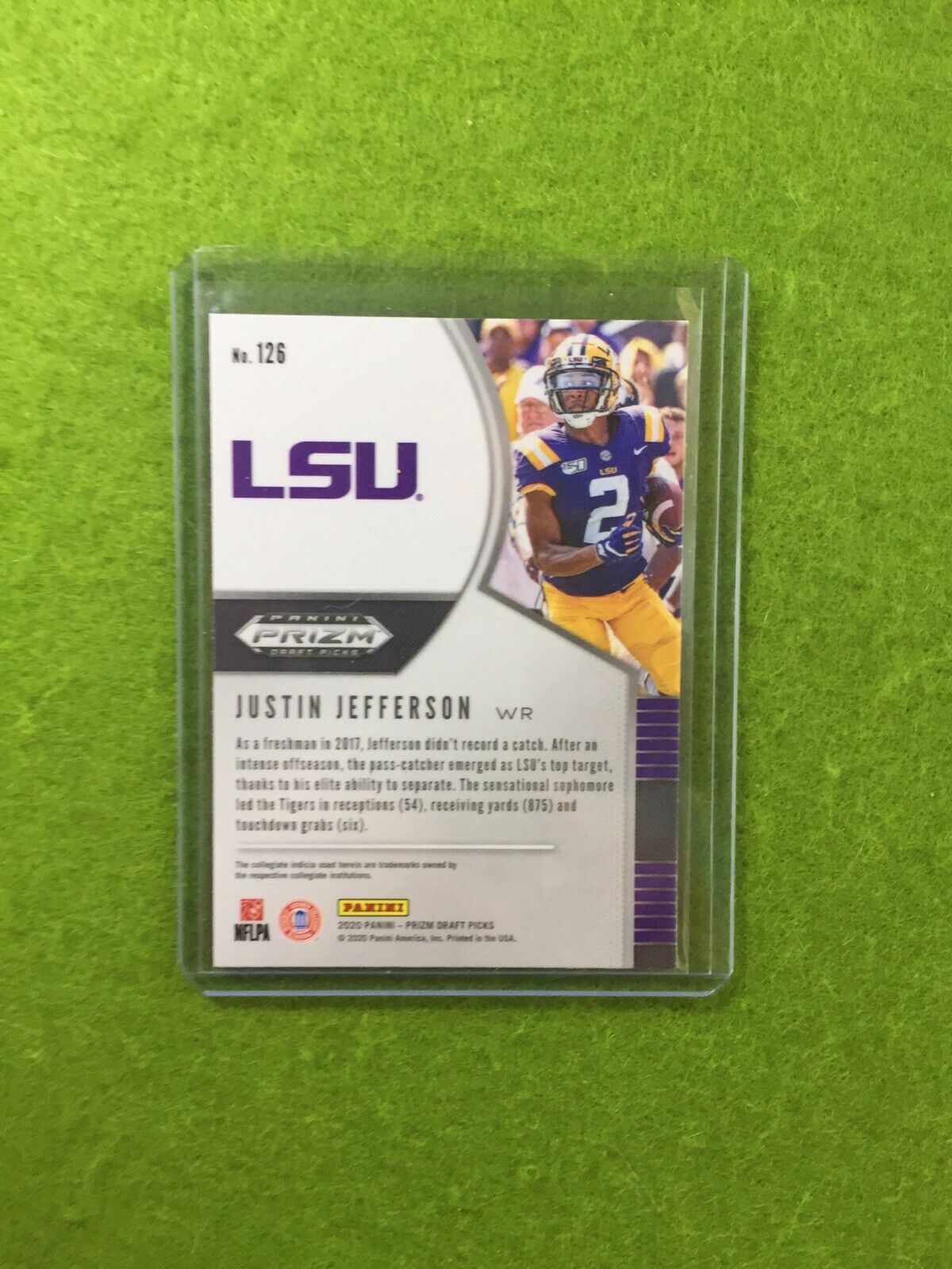 JUSTIN JEFFERSON PRIZM ROOKIE CARD JERSEY #2 LSU RC 2020 Panini Prizm DraftPicks