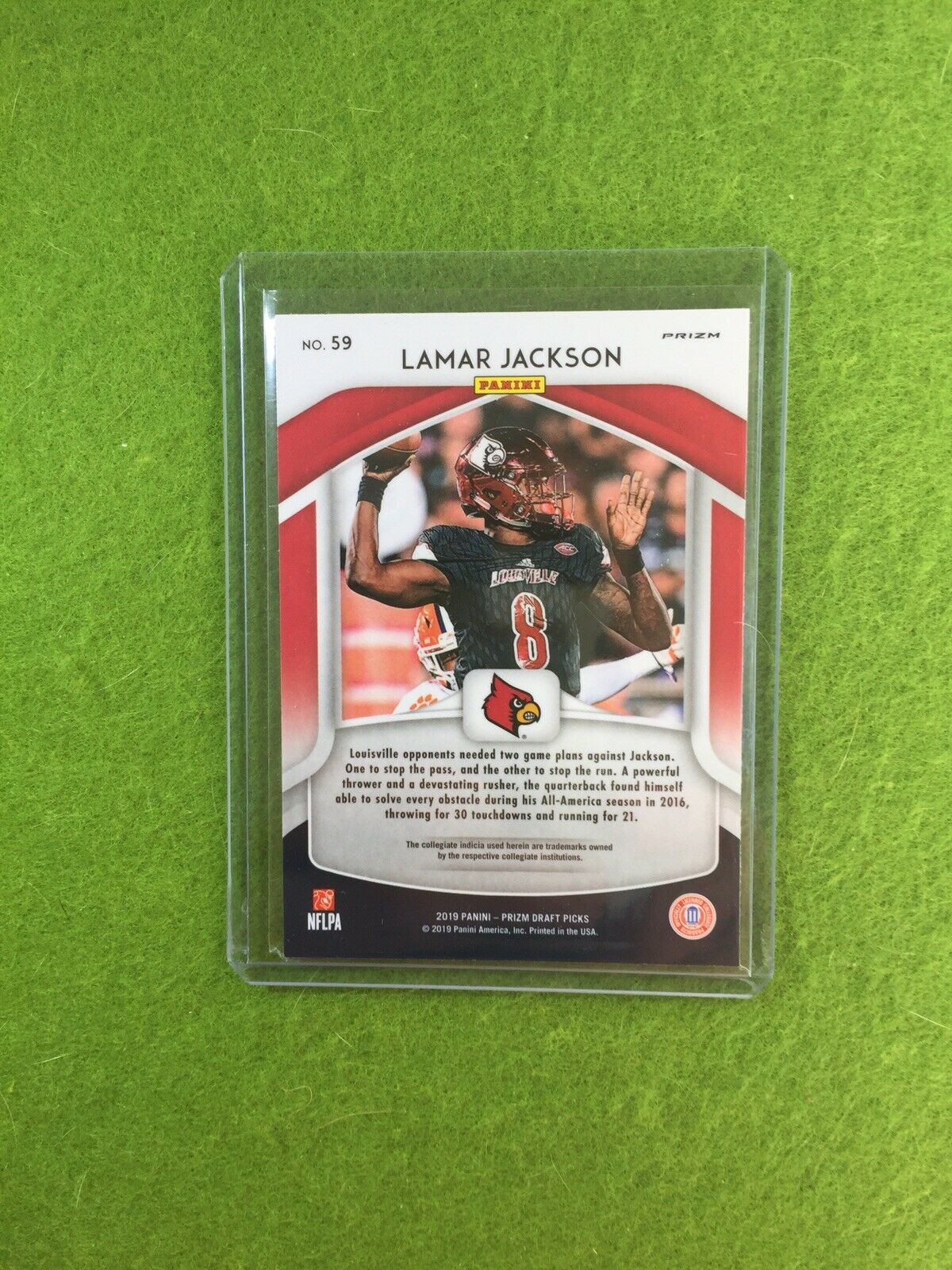 LAMAR JACKSON SILVER PRIZM CARD JERSEY #8 LOUISVILE REFRACTOR RAVENS SP 2019 DP