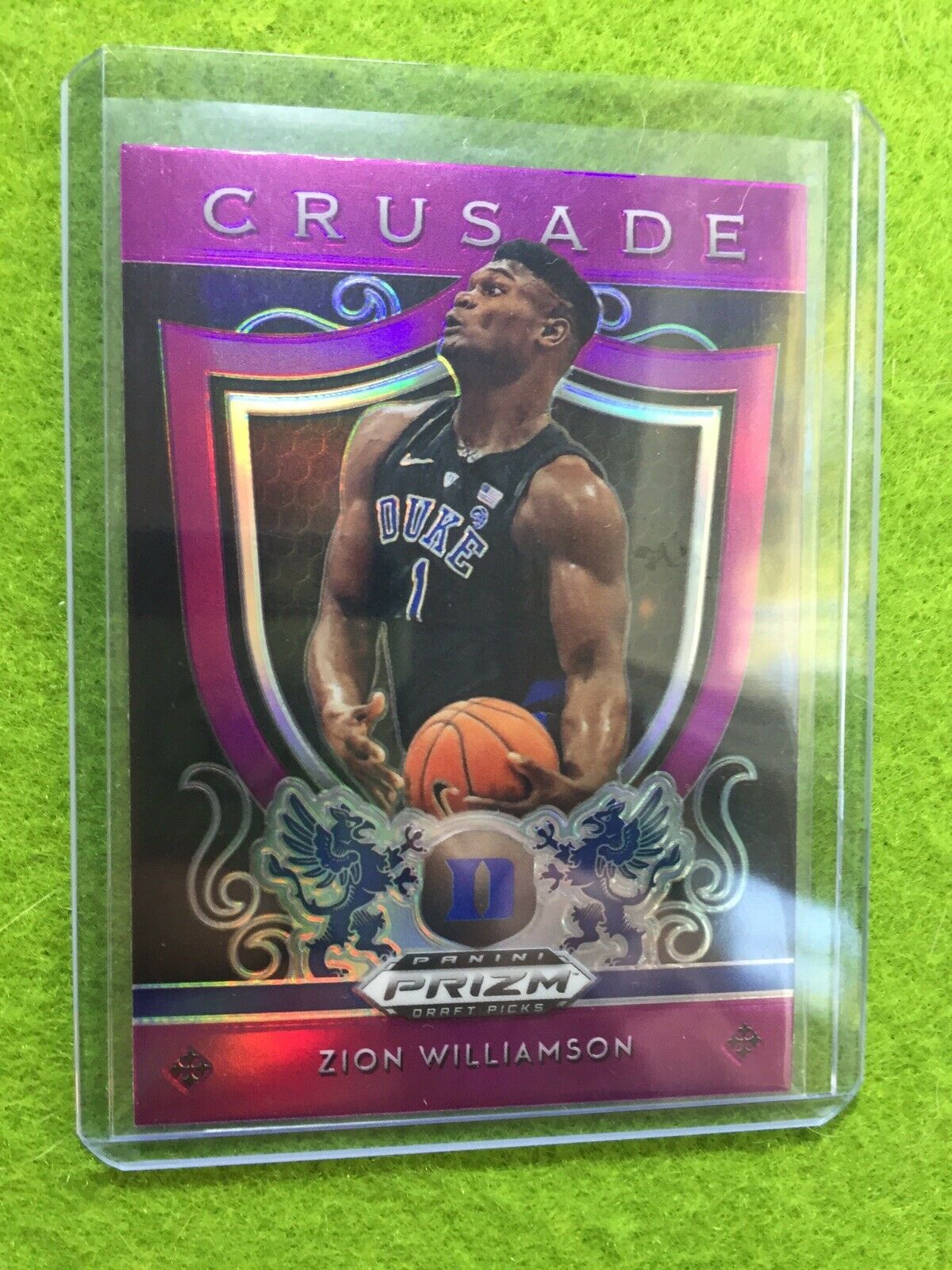 ZION WILLIAMSON PRIZM ROOKIE CARD JERSEY #1 DUKE RC PELICANS 2019 Crusade PURPLE