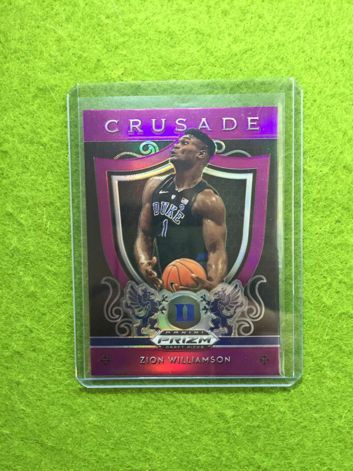 ZION WILLIAMSON PRIZM ROOKIE CARD JERSEY #1 DUKE RC PELICANS 2019 Crusade PURPLE