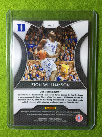 ZION WILLIAMSON ROOKIE CARD PANINI PRIZM RC PELICANS 2019 DUKE JERSEY#1 Prizm DP