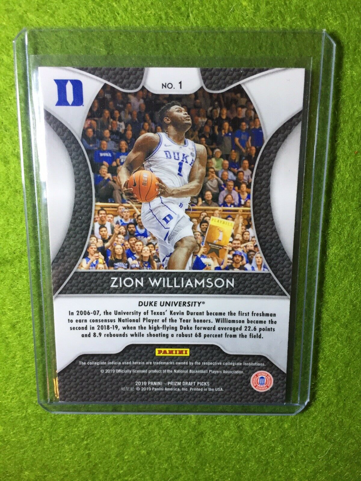 ZION WILLIAMSON ROOKIE CARD PANINI PRIZM RC PELICANS 2019 DUKE JERSEY#1 Prizm DP