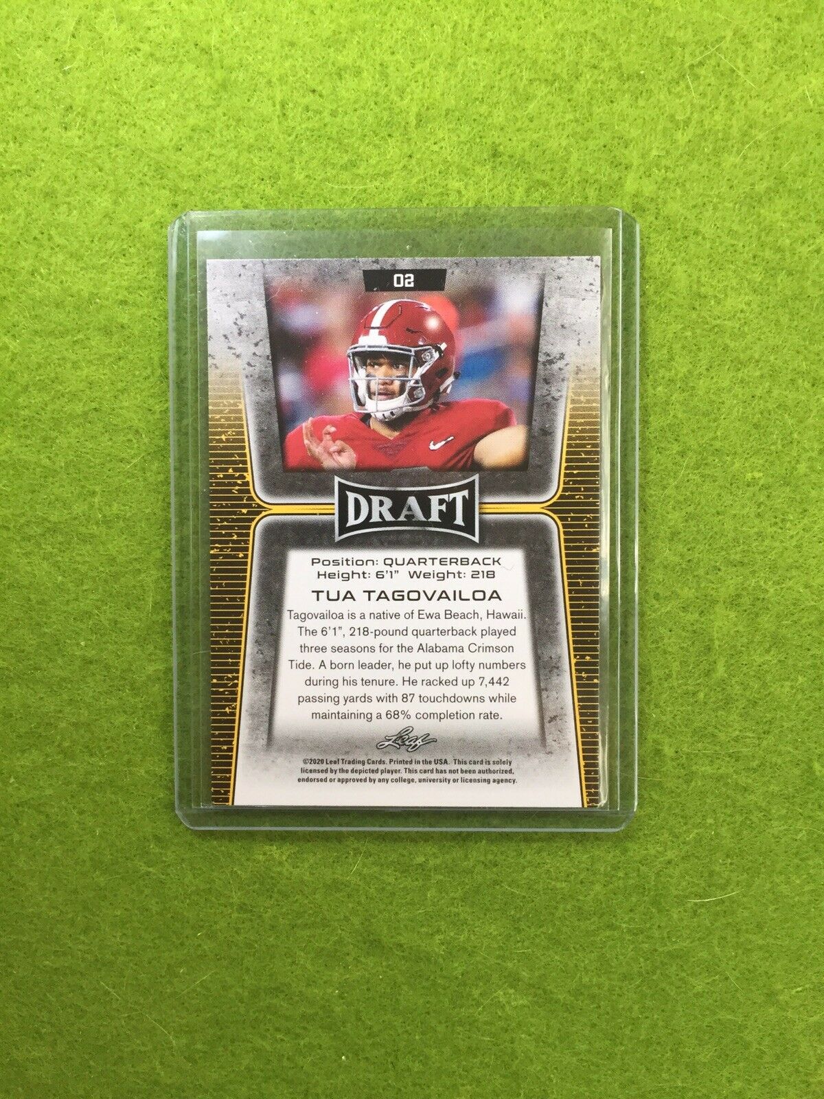 TUA TAGOVAILOA ROOKIE GOLD CARD JERSEY#13 ALABAMA RC 2020 Leaf Draft Football SP