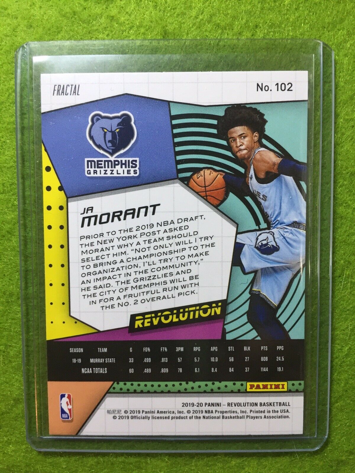 JA MORANT SP PRIZM RC ROOKIE CARD JERSEY#12 GRIZZLIES 2019-20 Revolution FRACTAL