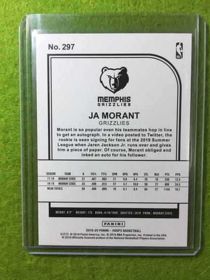 JA MORANT ROOKIE CARD JERSEY #12 GRIZZLIES RC 2019-20 Panini Hoops Basketball rc