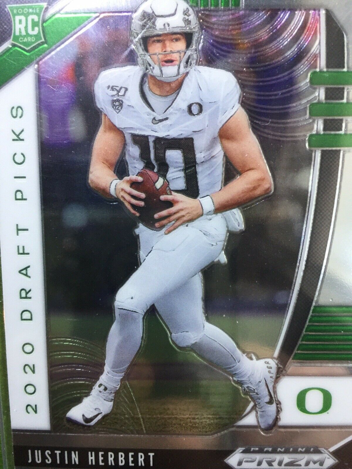 JUSTIN HERBERT PRIZM ROOKIE CARD JERSEY #10 OREGON RC 2020 Panini Prizm CHARGERS