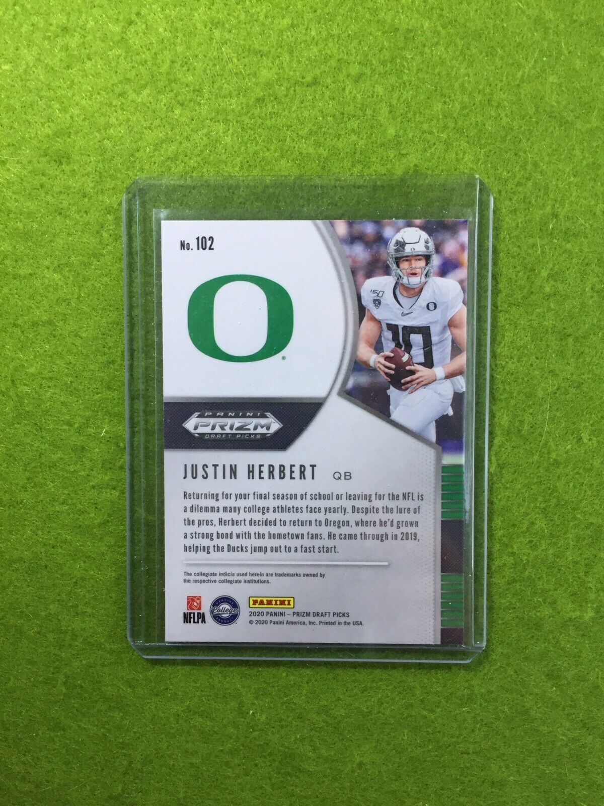 JUSTIN HERBERT PRIZM ROOKIE CARD JERSEY #10 OREGON RC 2020 Panini Prizm CHARGERS