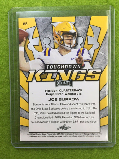 JOE BURROW RC ROOKIE CARD JERSEY#9 LSU 2020 Leaf Football TOUCHDOWN KINGS INSERT