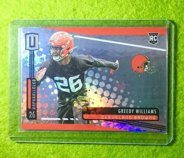 GREEDY WILLIAMS ROOKIE CARD JERSEY #26 PRIZM REFRACTOR BROWNS 2019 Unparalleled