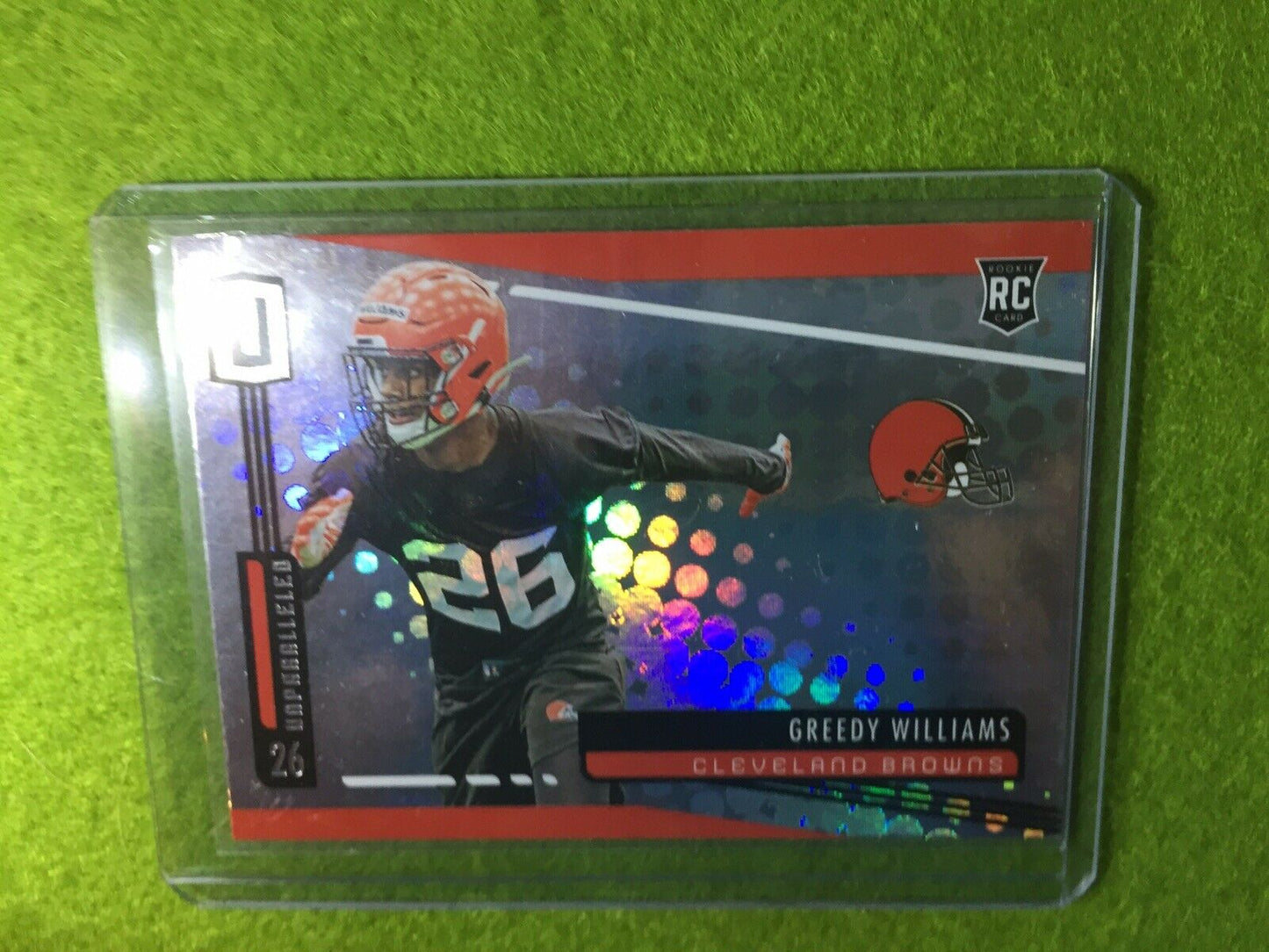 GREEDY WILLIAMS ROOKIE CARD JERSEY #26 PRIZM REFRACTOR BROWNS 2019 Unparalleled