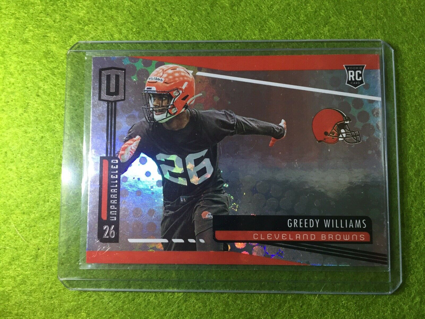 GREEDY WILLIAMS ROOKIE CARD JERSEY #26 PRIZM REFRACTOR BROWNS 2019 Unparalleled