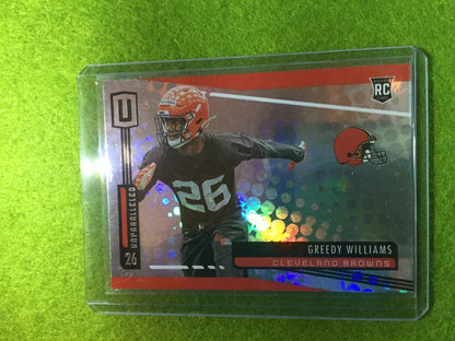 GREEDY WILLIAMS ROOKIE CARD JERSEY #26 PRIZM REFRACTOR BROWNS 2019 Unparalleled