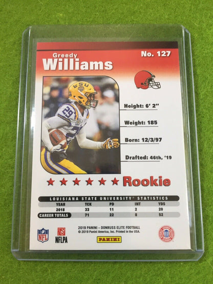 GREEDY WILLIAMS RC ROOKIE CARD Baker Mayfield 's CB BROWNS 2019 Donruss Elite SP