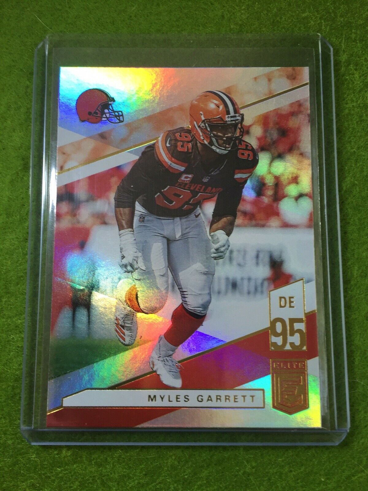 MYLES GARRETT JERSEY #95 PRIZM Baker Mayfield's DE BROWNS 2019 Donruss Elite #48