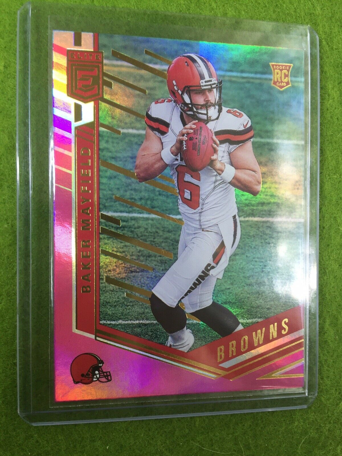 BAKER MAYFIELD ROOKIE CARD PRIZM RC REFRACTOR BROWNS 2018 Donruss Elite Pink SSP