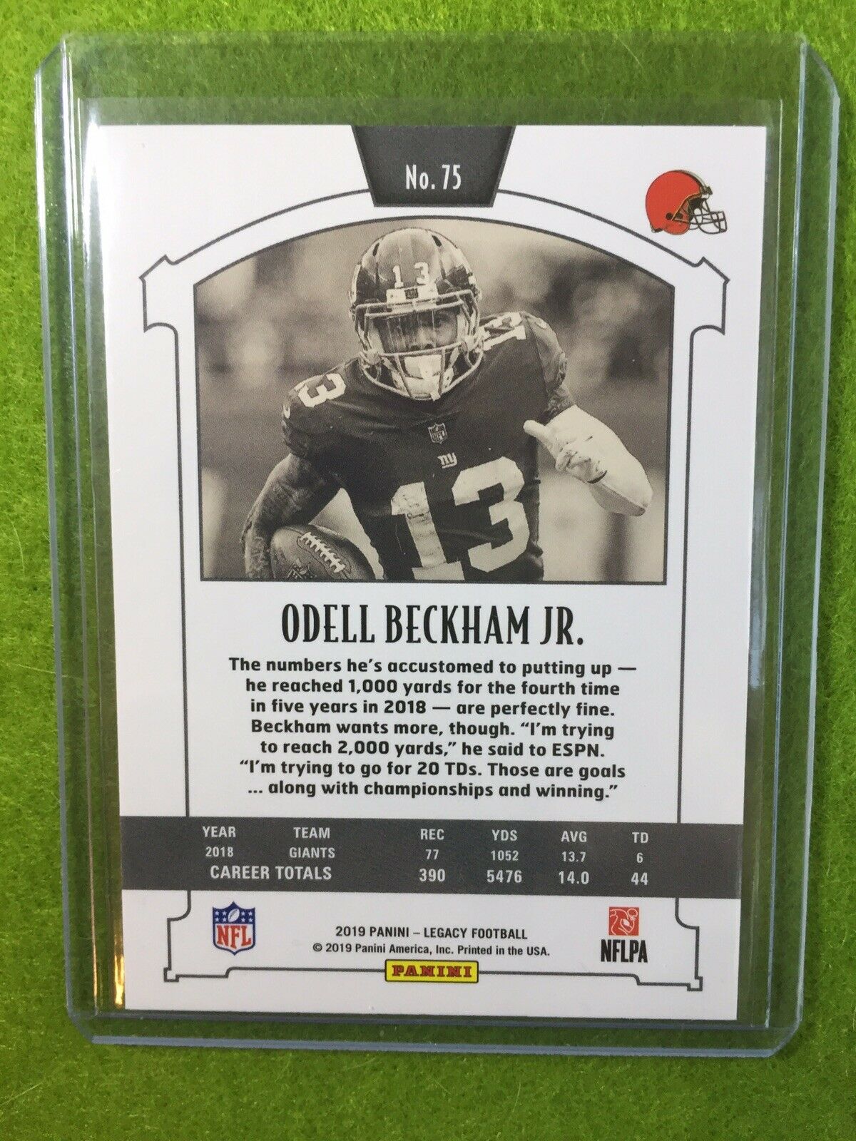 ODELL BECKHAM JR JERSEY #13 BROWNS Baker Mayfield's WR 2019 Panini Legacy FB #75