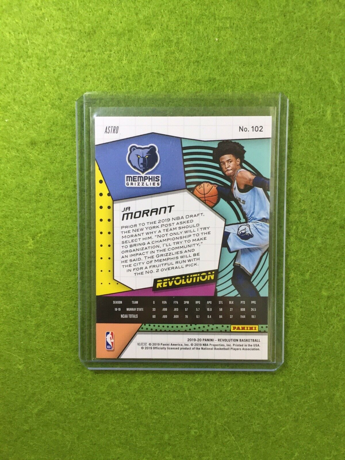 JA MORANT PRIZM ROOKIE CARD JERSEY #12 GRIZZLIES 2019-20 Panini Revolution ASTRO