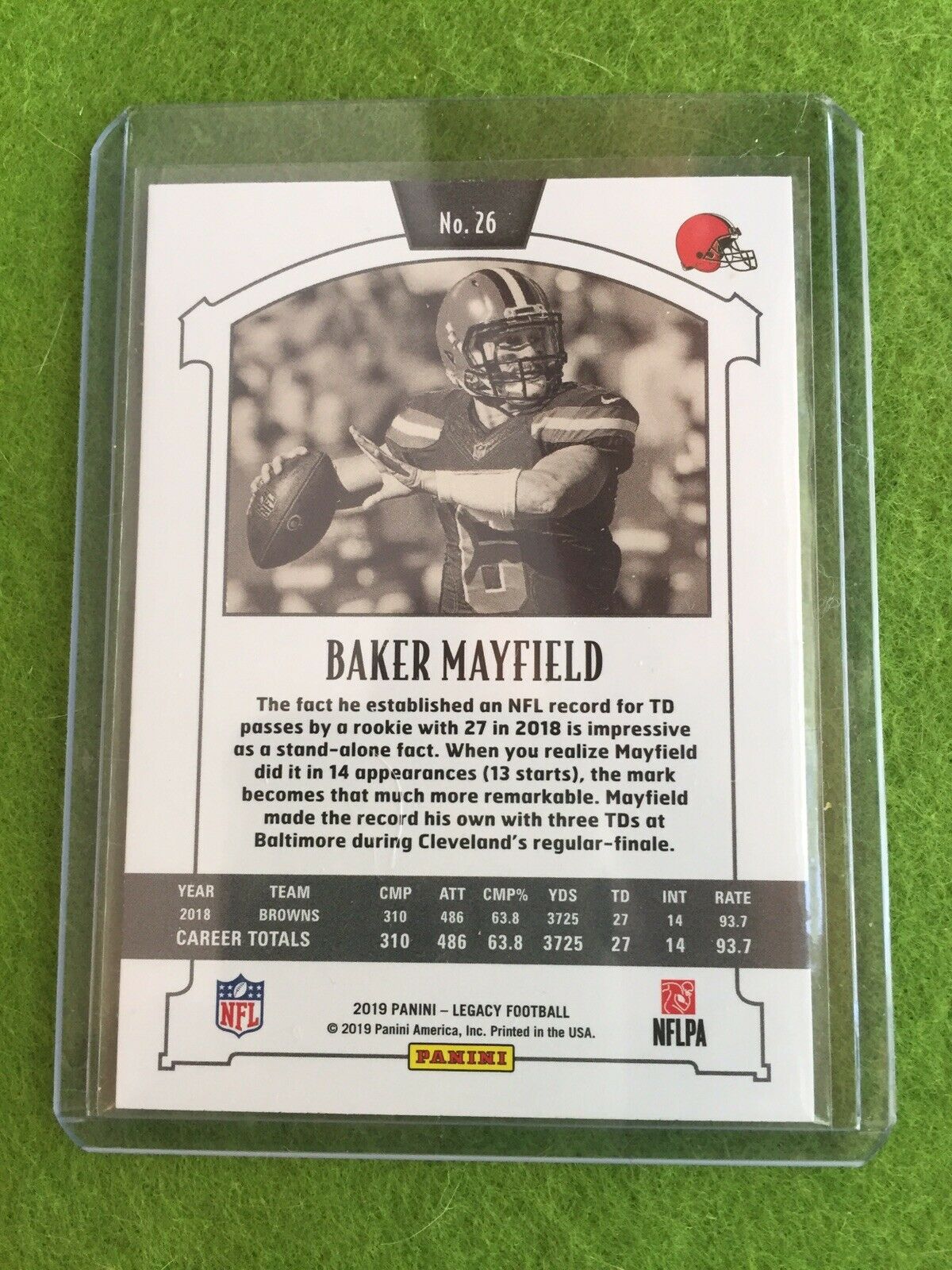 BAKER MAYFIELD JERSEY #6 CLEVELAND BROWNS CARD 2019 Panini - Legacy Football #26