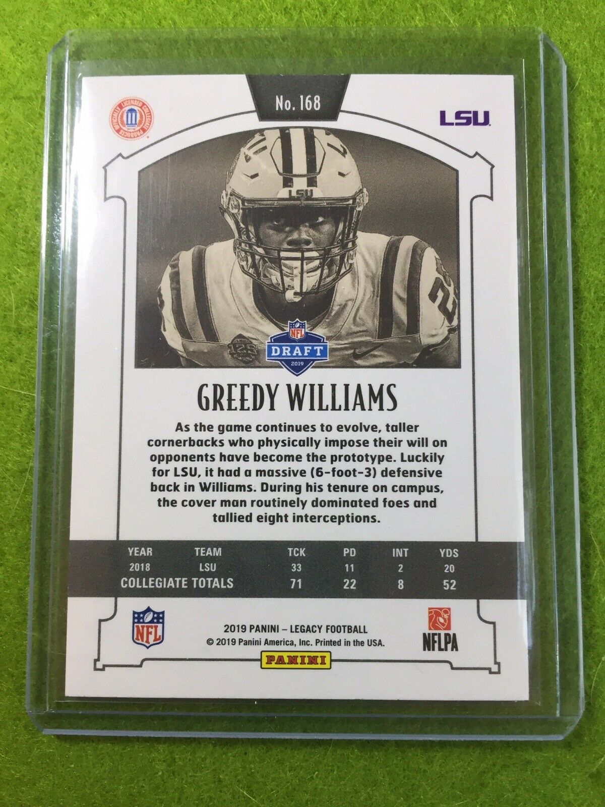 GREEDY WILLIAMS RC ROOKIE CARD Baker Mayfield's CB BROWNS 2019 Legacy #168 *LSU*