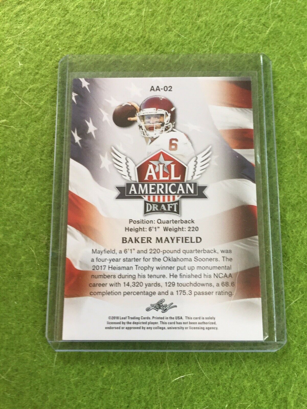 BAKER MAYFIELD ROOKIE CARD RC OKLAHOMA SOONERS BROWNS 2018 Leaf Draft GOLD #AA02