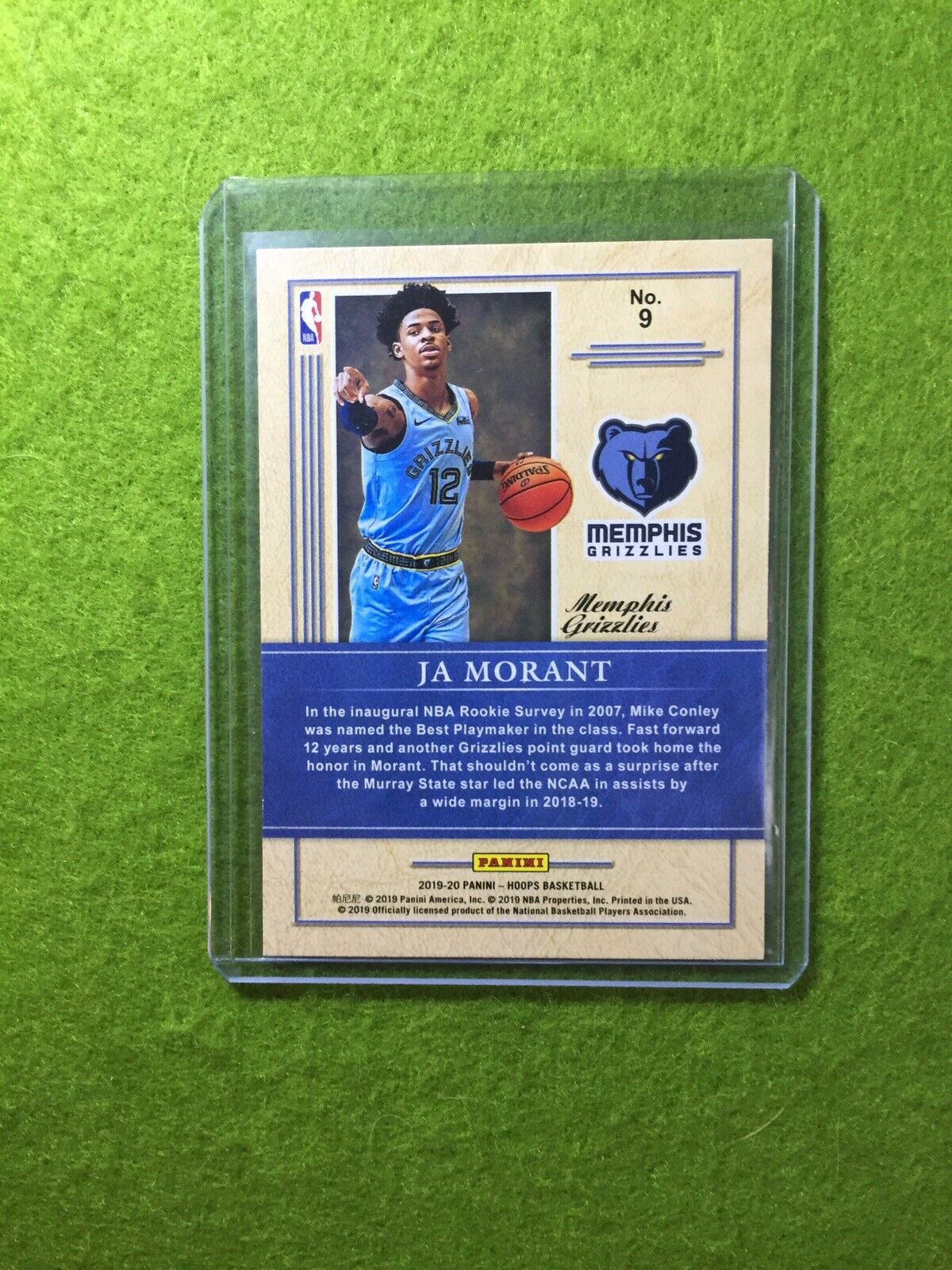 JA MORANT ROOKIE CARD JERSEY #12 GRIZZLIES RC 2019-20 Panini Hoops Basketball rc