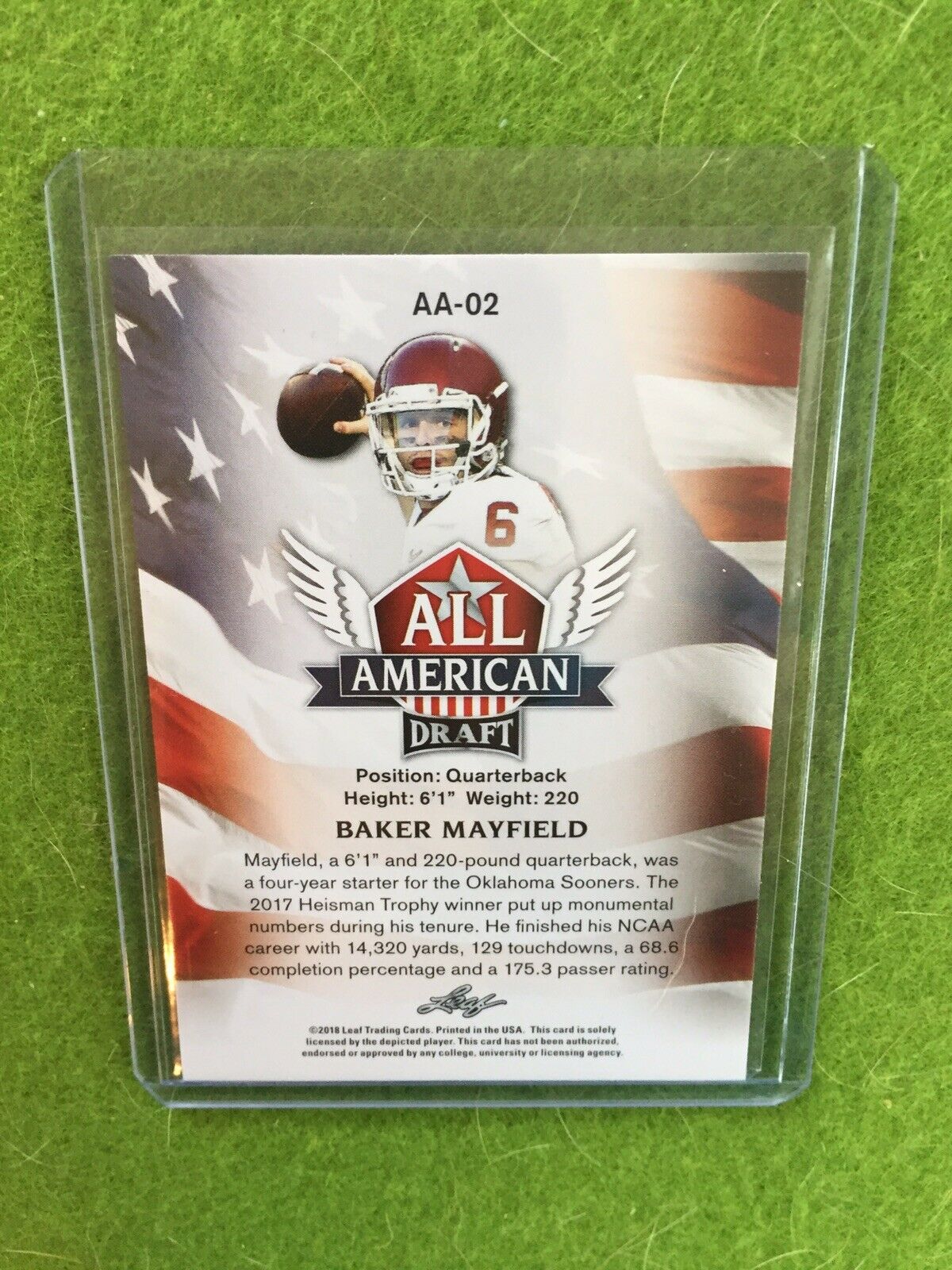 BAKER MAYFIELD ROOKIE CARD RC OKLAHOMA SOONERS BROWNS 2018 Leaf Draft GOLD #AA02