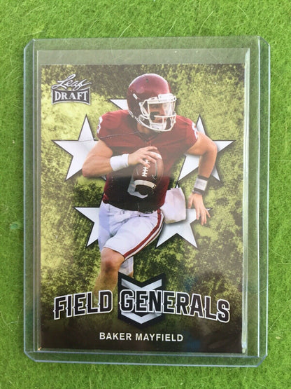 BAKER MAYFIELD ROOKIE CARD RC BROWNS JERSEY #6 OKLAHOMA 2018 Leaf Draft #FG01 SP