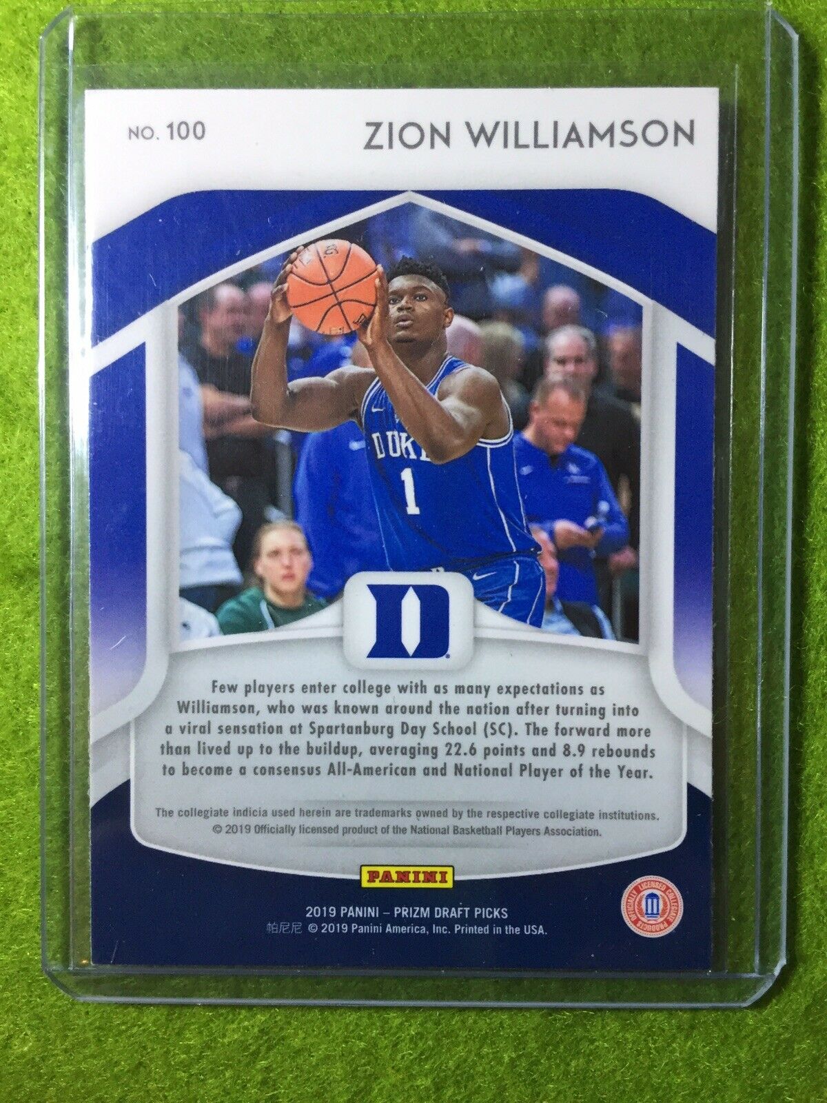 PANINI PRIZM ZION WILLIAMSON ROOKIE CARD JERSEY #1 DUKE RC PELICANS 2019 PrizmDP