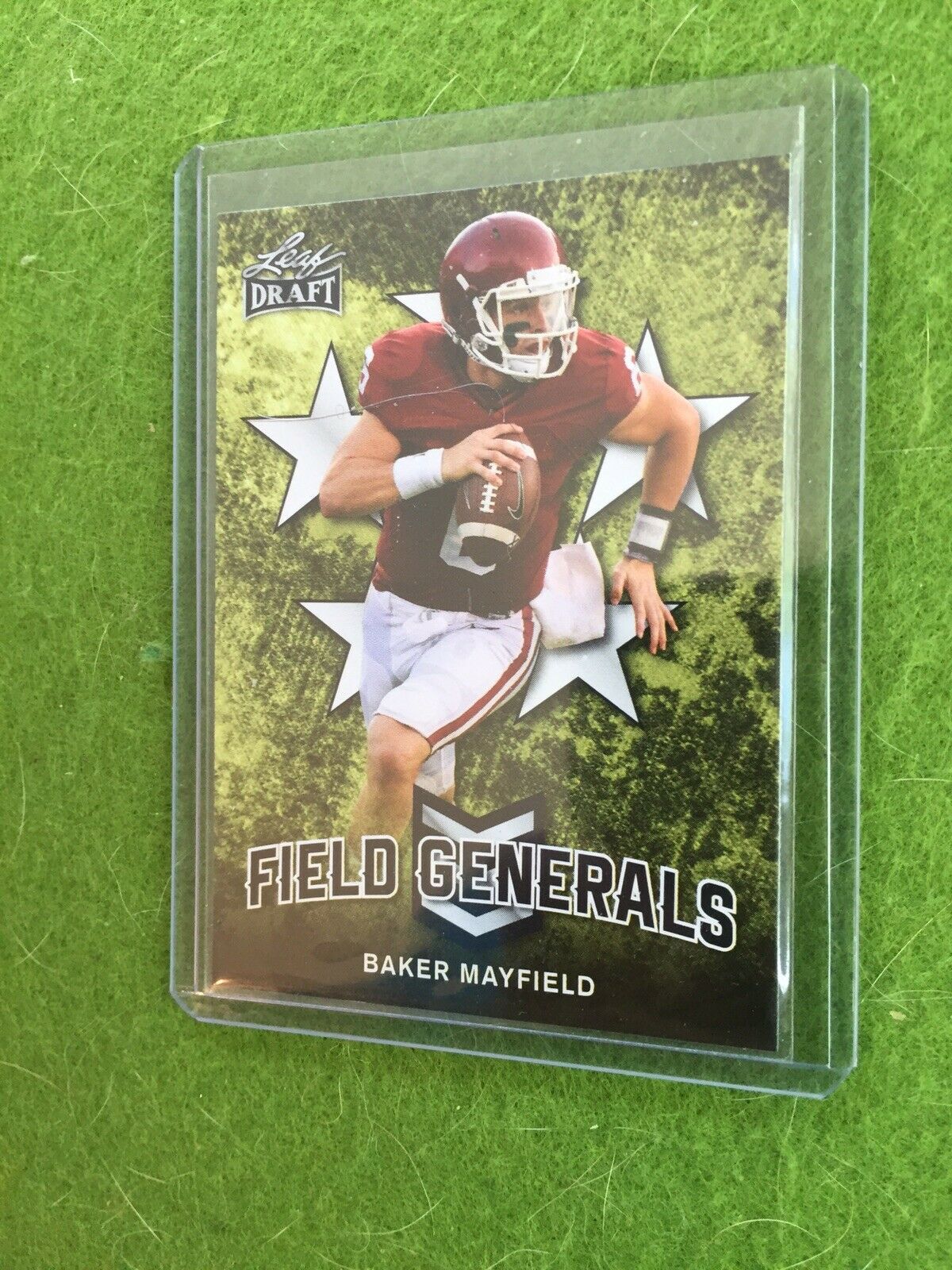 BAKER MAYFIELD ROOKIE CARD RC BROWNS JERSEY #6 OKLAHOMA 2018 Leaf Draft #FG01 SP