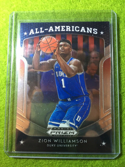 PANINI PRIZM ZION WILLIAMSON ROOKIE CARD JERSEY #1 DUKE RC PELICANS 2019 PrizmDP