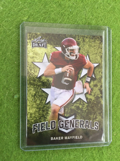 BAKER MAYFIELD ROOKIE CARD RC BROWNS JERSEY #6 OKLAHOMA 2018 Leaf Draft #FG01 SP