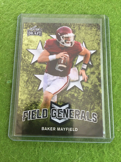 BAKER MAYFIELD ROOKIE CARD RC BROWNS JERSEY #6 OKLAHOMA 2018 Leaf Draft #FG01 SP