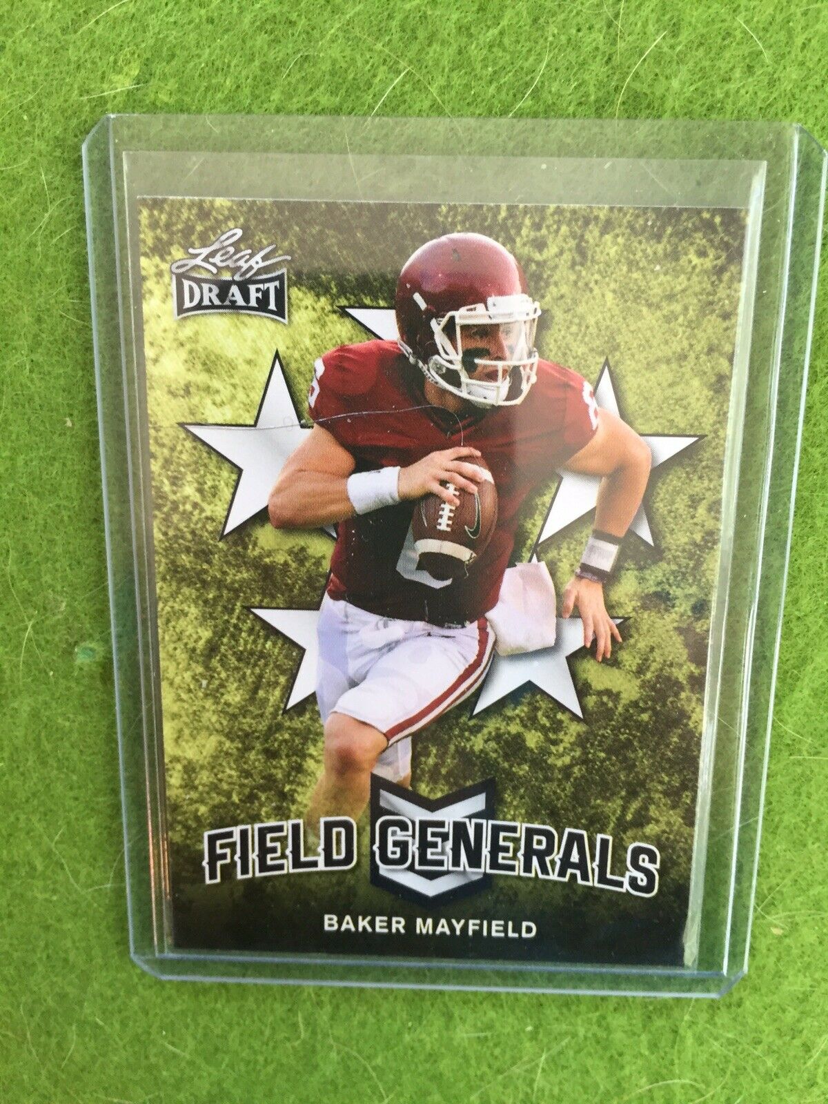 BAKER MAYFIELD ROOKIE CARD RC BROWNS JERSEY #6 OKLAHOMA 2018 Leaf Draft #FG01 SP