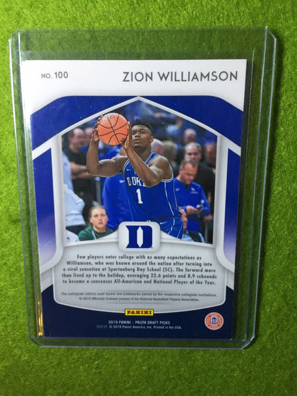 PANINI PRIZM ZION WILLIAMSON ROOKIE CARD JERSEY #1 DUKE RC PELICANS 2019 PrizmDP