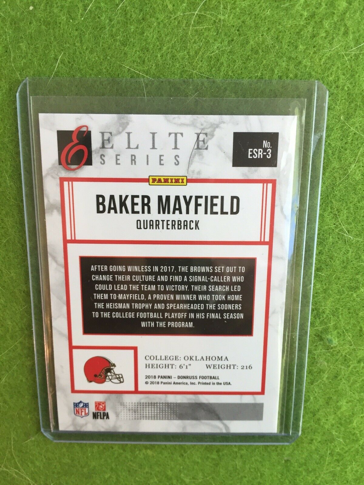 BAKER MAYFIELD ROOKIE CARD ELITE PRIZM REFRACTOR RC SP 2018 Panini Donruss ESR-3