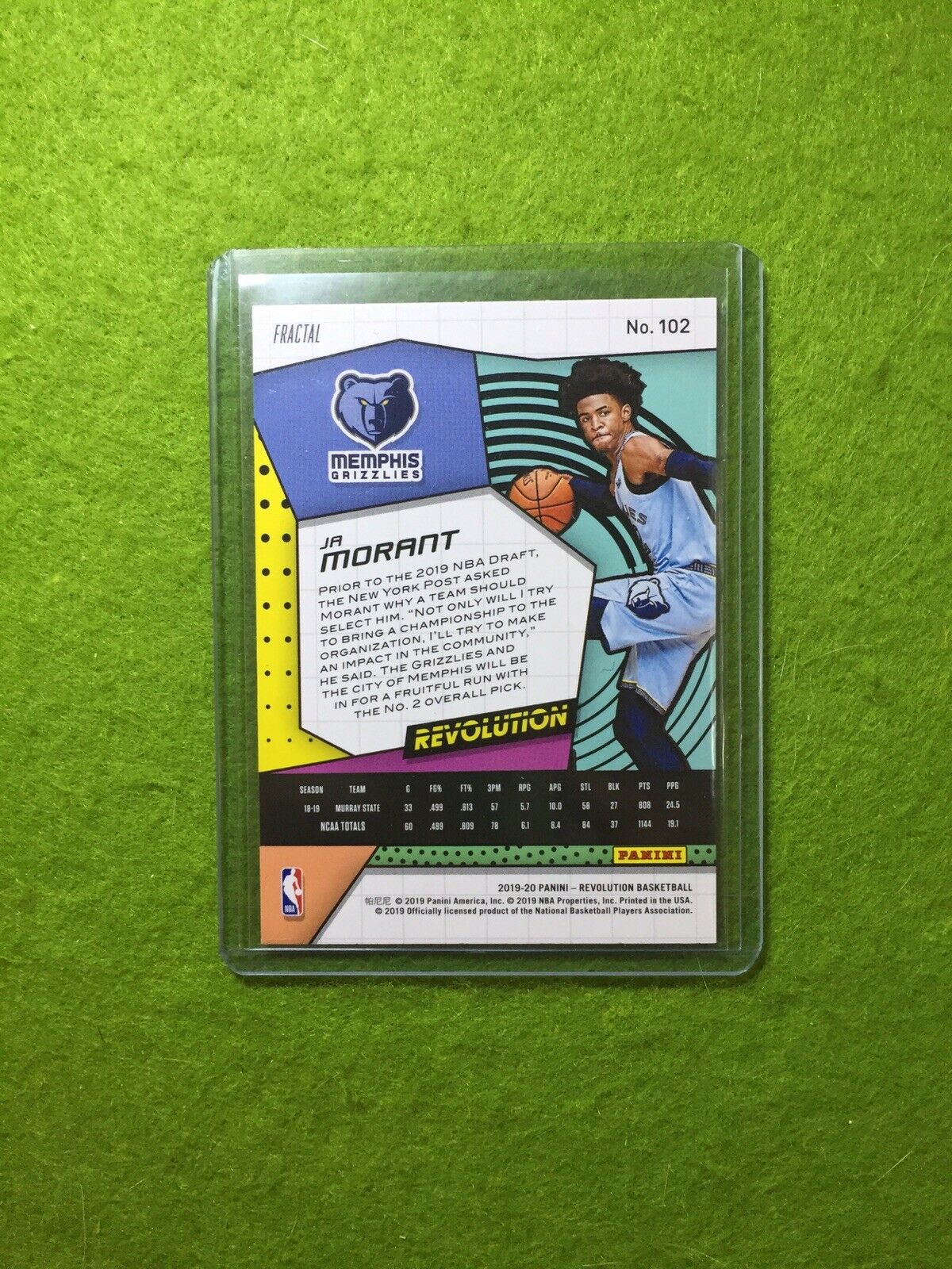 JA MORANT SP PRIZM RC ROOKIE CARD JERSEY#12 GRIZZLIES 2019-20 Revolution FRACTAL