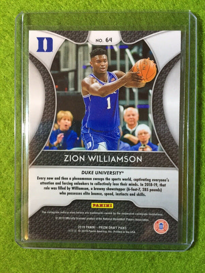 ZION WILLIAMSON PANINI PRIZM ROOKIE CARD JERSEY #1 DUKE RC PELICANS 2019 PrizmDP