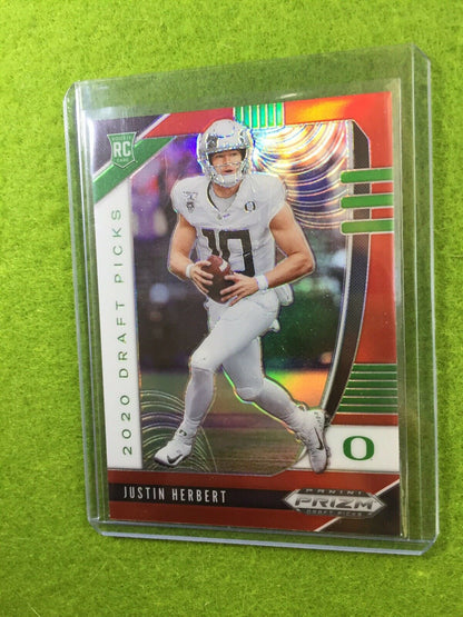 JUSTIN HERBERT RED PRIZM ROOKIE CARD JERSEY #10 OREGON RC 2020 Prizm LA CHARGERS